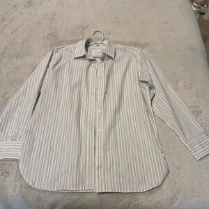 Uniqlo Large Classic White Striped Womens Shirt